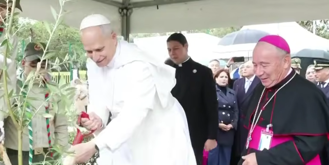 البابا ليون الرابع عشر يغرس غصن زيتون في موقع هيبون الأثري رمزًا للسلام